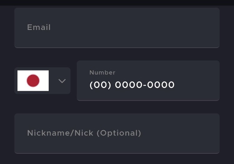 Phone number screen: set country to Japan; if you don’t have a Japanese number, enter zeros.